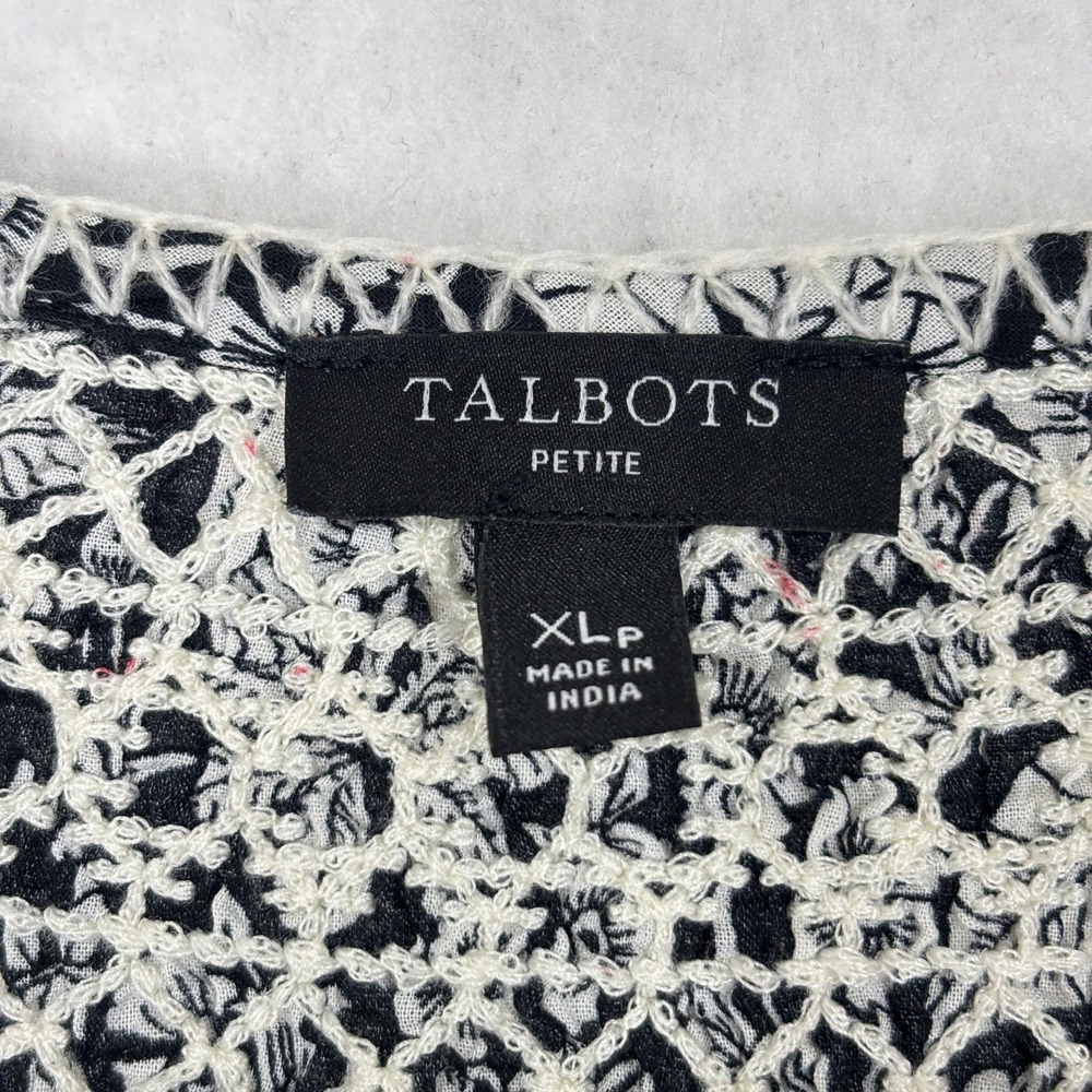 Talbots Jungle Print Peasant Blouse Womens XL Petite Cotton Boho - Picture 4 of 9
